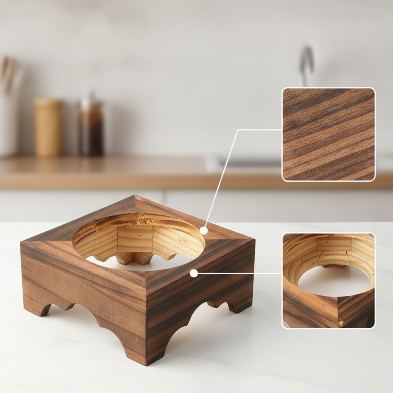 Buy HEAVENGLOW Natural Wood Wooden Pot Stand Heat-Resistant Bamboo
