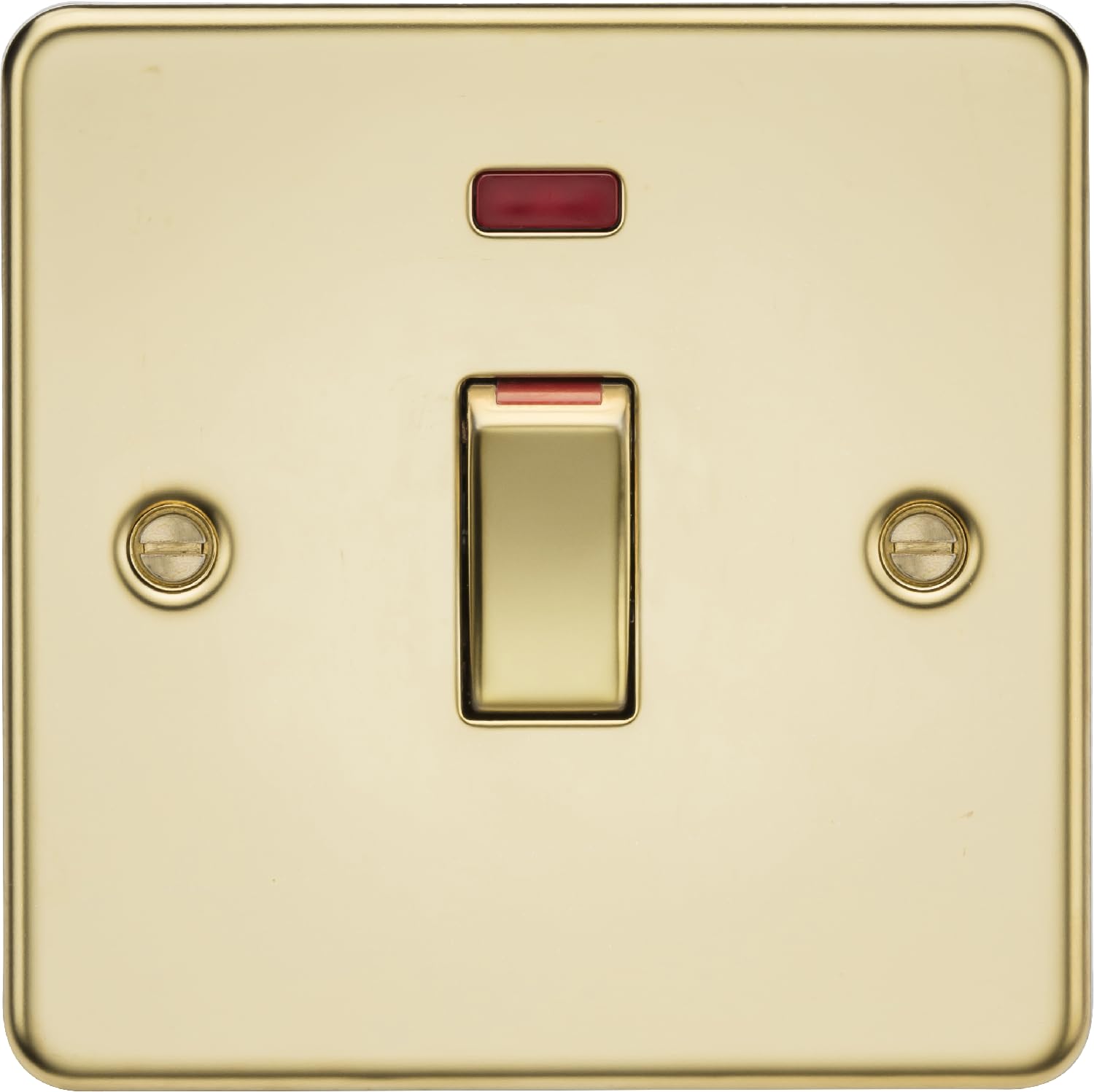 Knightsbridge 45A DP Switch with Neon (1G size) - Polished Brass