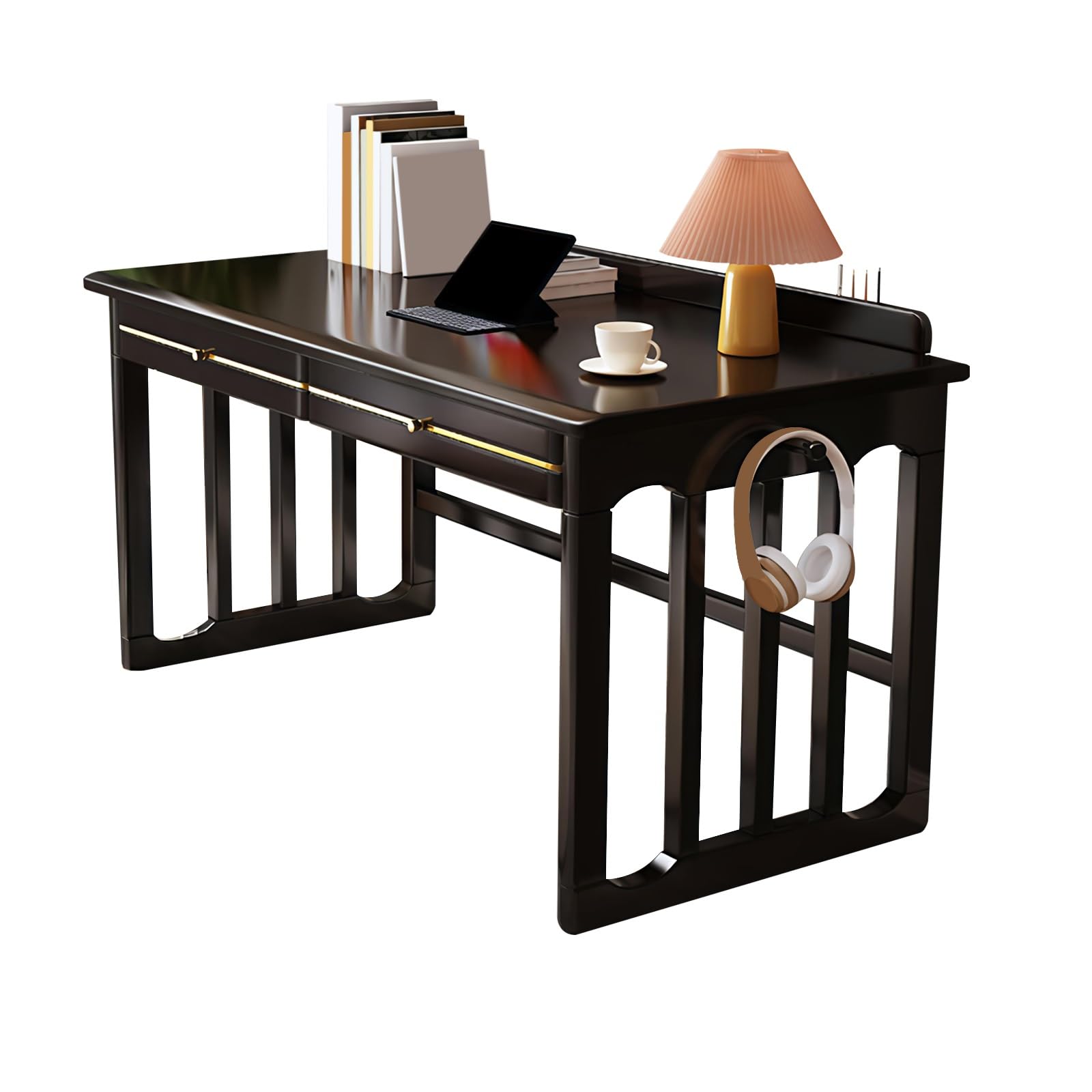 Wdsopk Negro Solid Wood Study Desk, Stable Structure, Versatile Use For Home & Office, Stylish Beige Finish, 100X60x75cm - Durable Hardwood Design（-80 * 60 * 75Cm）