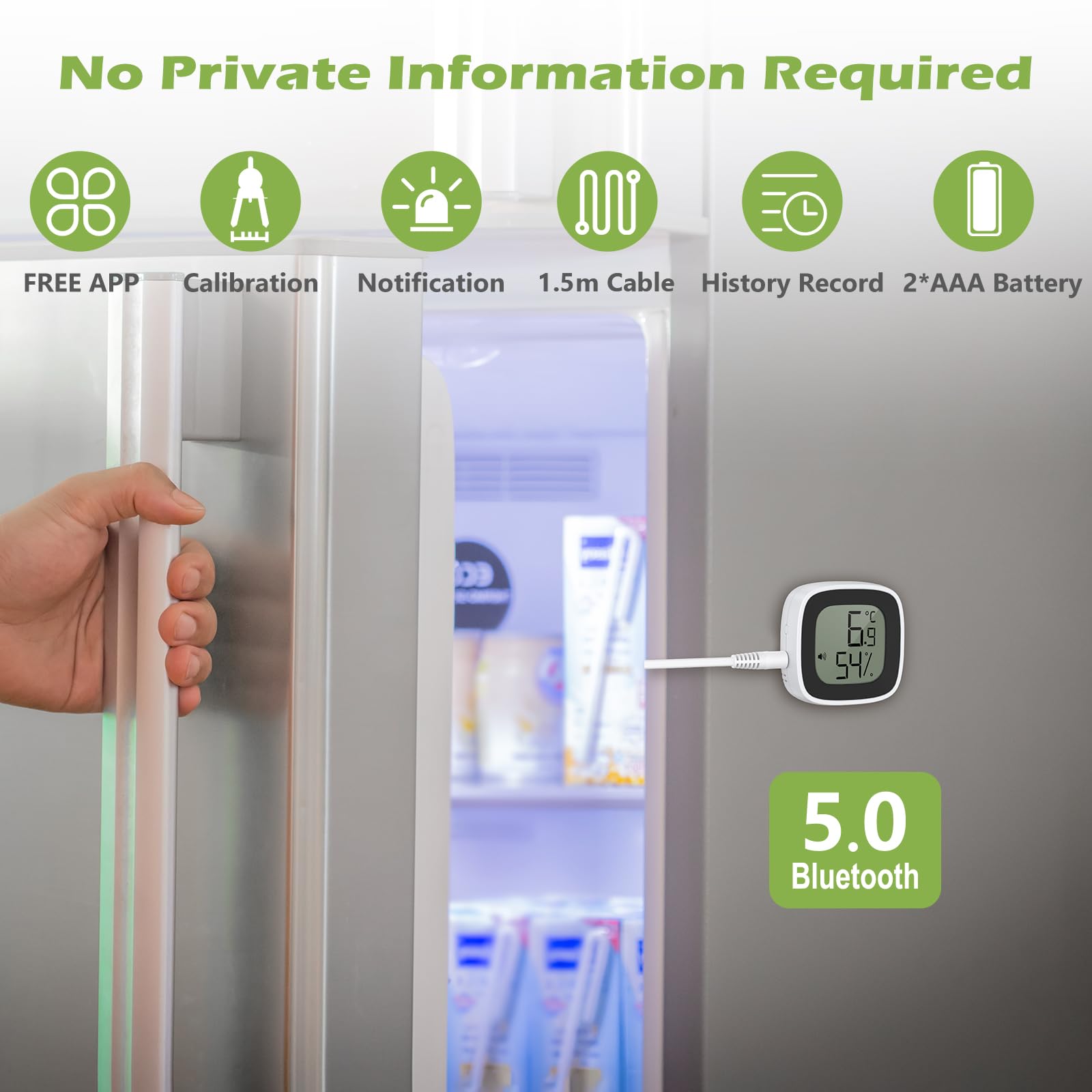 Digital Refrigerator Thermometer With Probe – Freezer Temp Monitor, Alarm, Min/Max Records