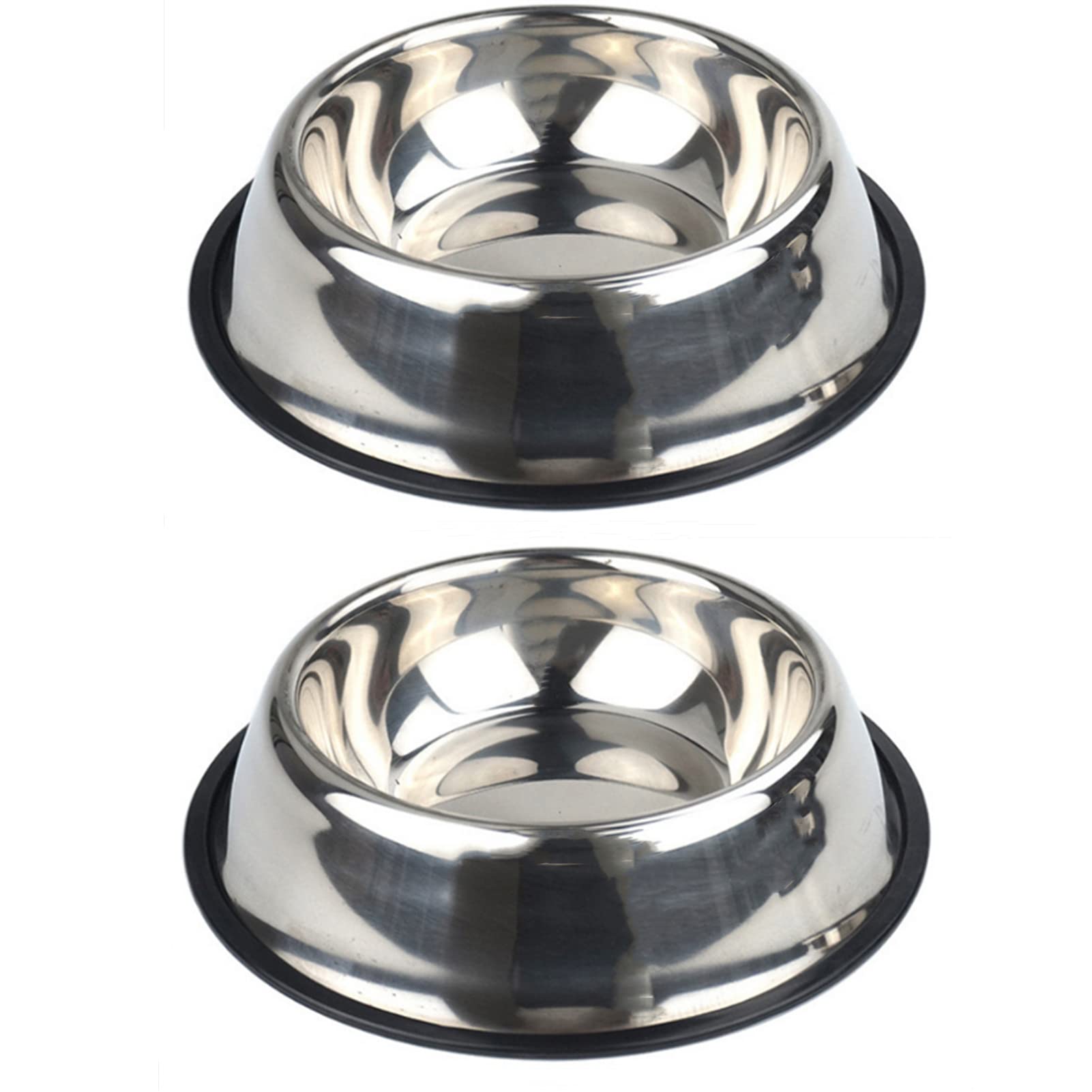 ZHIYE 2 Piece Cats Bowls, Non-slip Pet Puppy Food Bowls Stainless Steel Cats Feeding Bowl for Small Dogs Cats