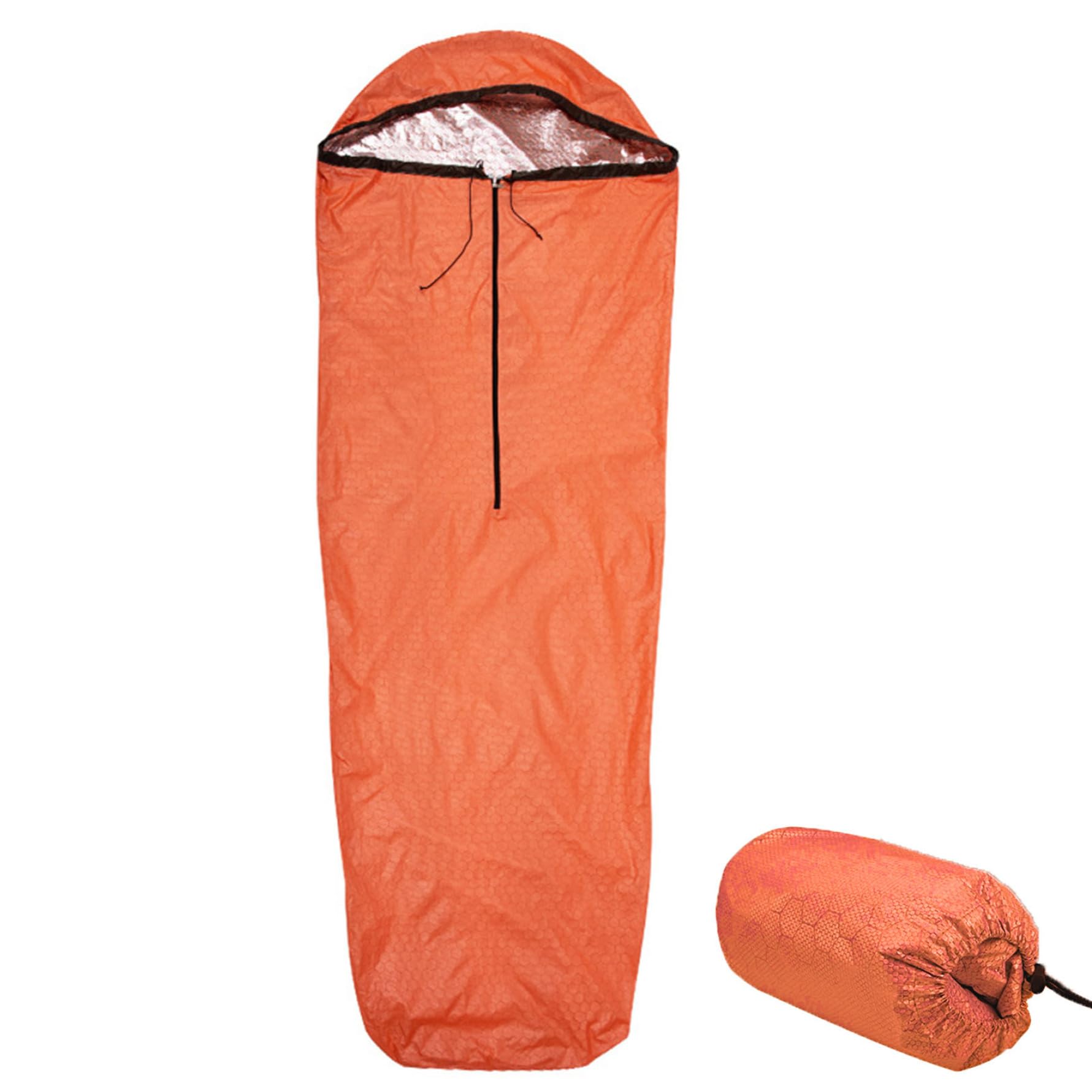 Notfallbeutel, Biwivienbeutel Leichter Rucksackschlafsbeutel wasserdichte Biwaksack, Notfallbeutel zum Überleben, Überlebensschlafsbag für Outdoor, Orang
