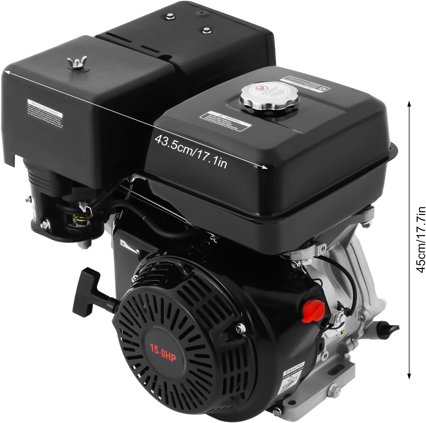 15HP 420cc Gasline Powered Engine,4 Stroke Gas Engine,for Go Kart Compressors Trencher Lawn Mover Black