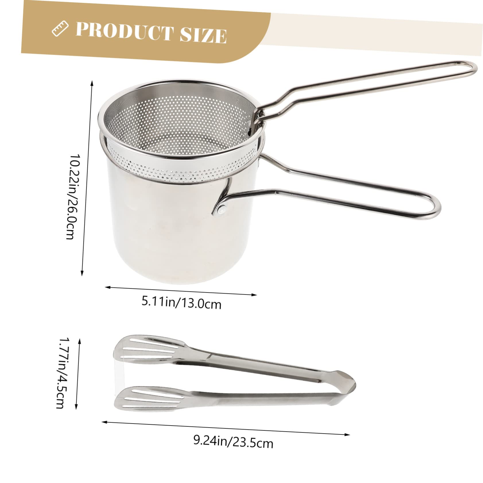 TOPPERFUN Deep Frying Food Basket Ergonomic Handle Easy-clean Nonstick Pot Outdoor Fryer Pot Set for Wok