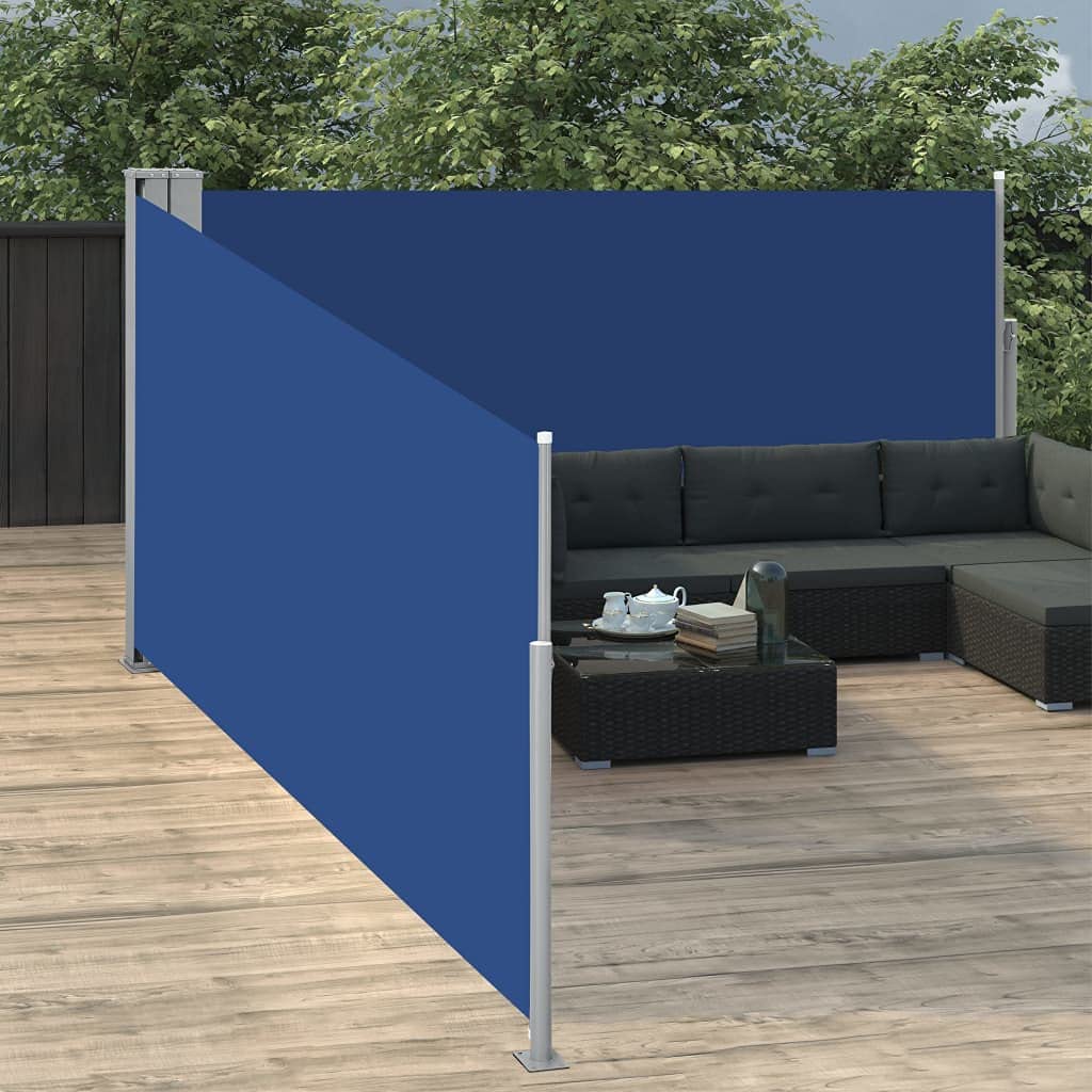 Toldo para patio extensible Gecheer en color azul para crear terrazas íntimas