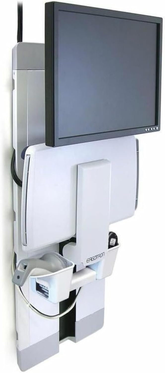 SV Vertical Lift PR White – Low-Profile, Space-Saving Wall Mount with 9" Vertical Adjustment, Slide-Out Keyboard Tray | Ergonomic Design & Durable Steel Construction for Patient Exam Rooms