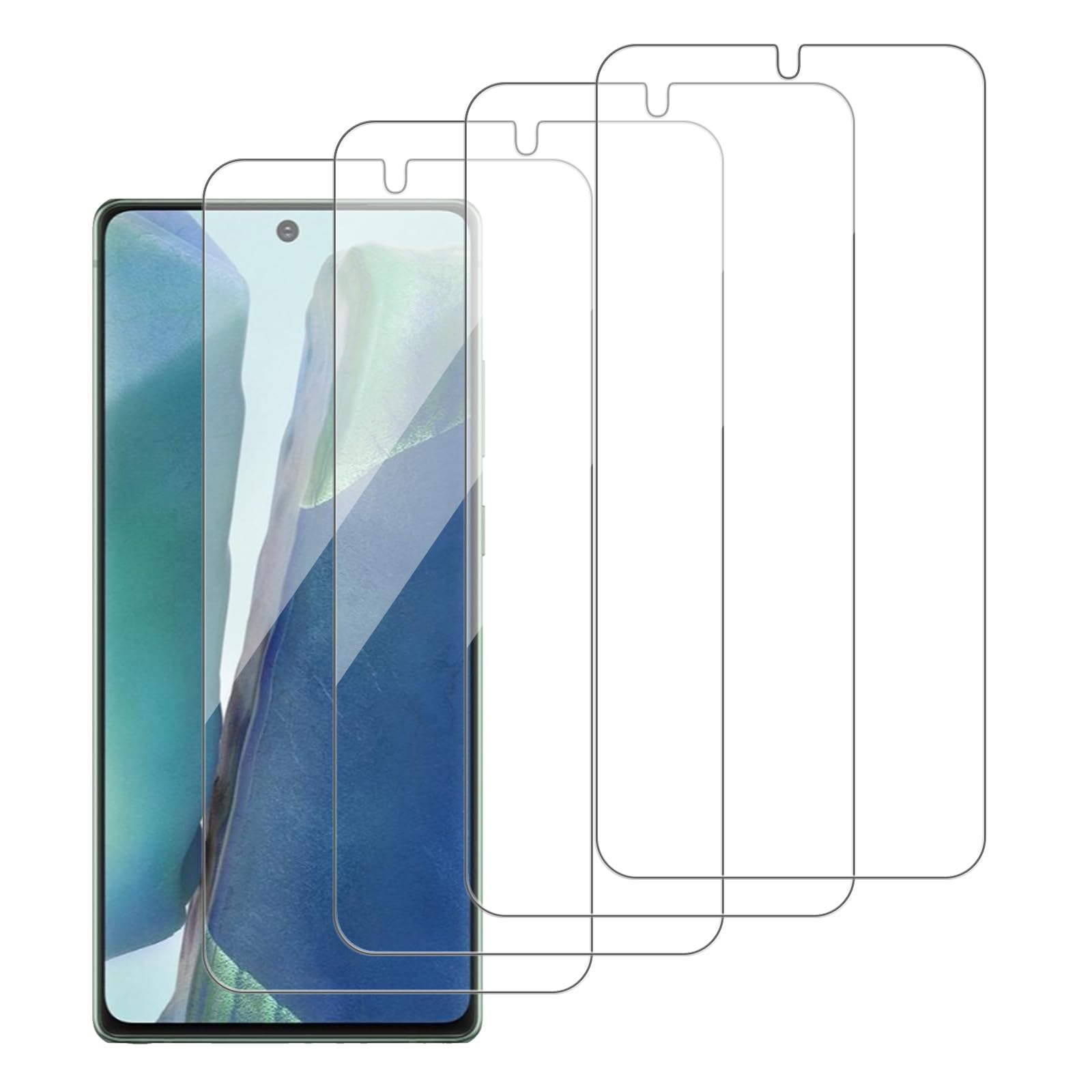 Paquete de 4 protectores de pantalla de vidrio compatibles con Samsung Galaxy Note 20 5G / SM-N981U [dureza 9H], vidrio templado HD, resistente a los arañazos, fácil de instalar [compatible con