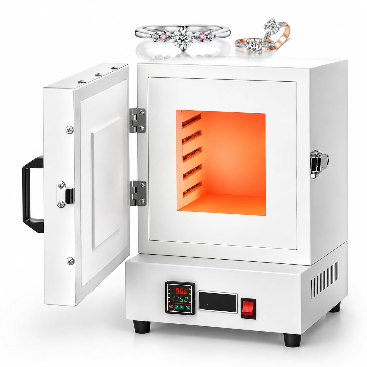 Piec do Wypalania Wosku 2000W, Elektryczny Piec do 1150°C | Szybkie Grzanie 2000W, Komora 16 × 16 × 13,8 cm, Czytelny Wyświetlacz i Równomierne Ciepło do Wypalania Form w Laboratorium