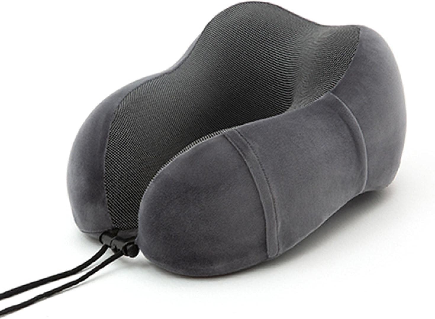 وسادة طائرة السفر قماش مغناطيسي عنق الرحم على شكل حرف U وسادة رغوة الذاكرة وسادة رقبة إبداعية مناسبة للطائرات والسيارات والقطارات والمكاتب ، إلخ. وسادةالرقبة+صندوقهدايا+مجموعةمنثلاثقطع الرماديالداكن