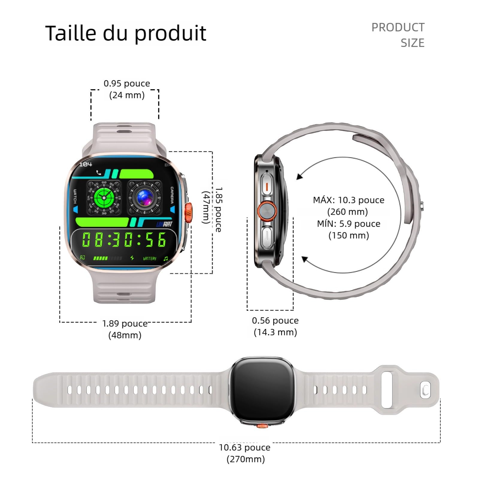 LOKMAT Montre intelligente Android avec carte SIM 4G, écran AMOLED de 2,16", 3 Go + 32 Go, pour homme et femme, avec caméra rotative, WiFi, GPS, 1150 mAh, montre de suivi d'activité physique (doré)