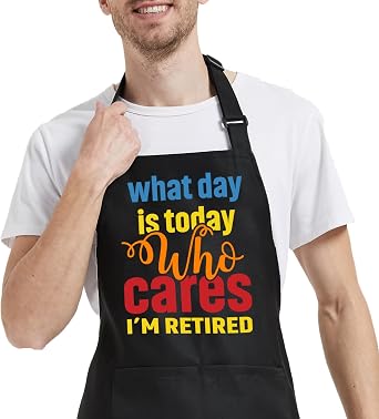 Funny Retirement Gifts for Men with Pockets, Cooking Aprons for Women Happy Retirement Gift Ideas for Dad Mom