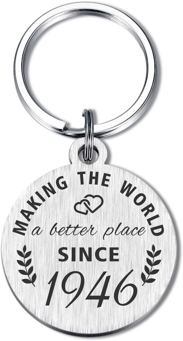 ABNTY 80th Birthday Gifts for Women Men, 80 Year Old Birthday Keychain, Born in 1946 Gifts, 1946 Birthday Decorations - Image 2