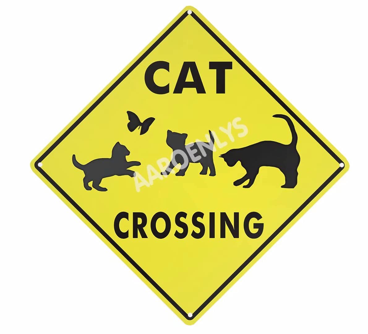 AAROENLYS Metal Tin Sign Cat Crossing Xing Farm Organic Country Yard Sign Aluminum Street Sign for Indoor Outdoor Home Decor Wall Decoration 12x12 Inch-image-4