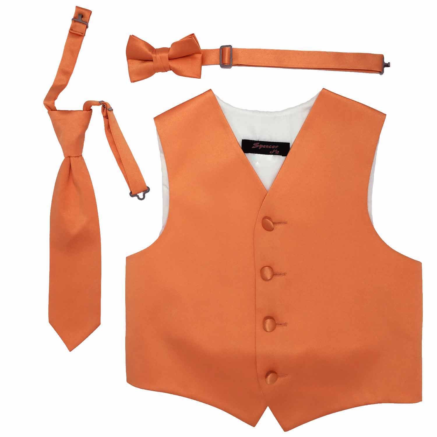 Spencer J's Boys Formal Suit Tuxedo Vest Tie and Bowtie Set Variety of Colors