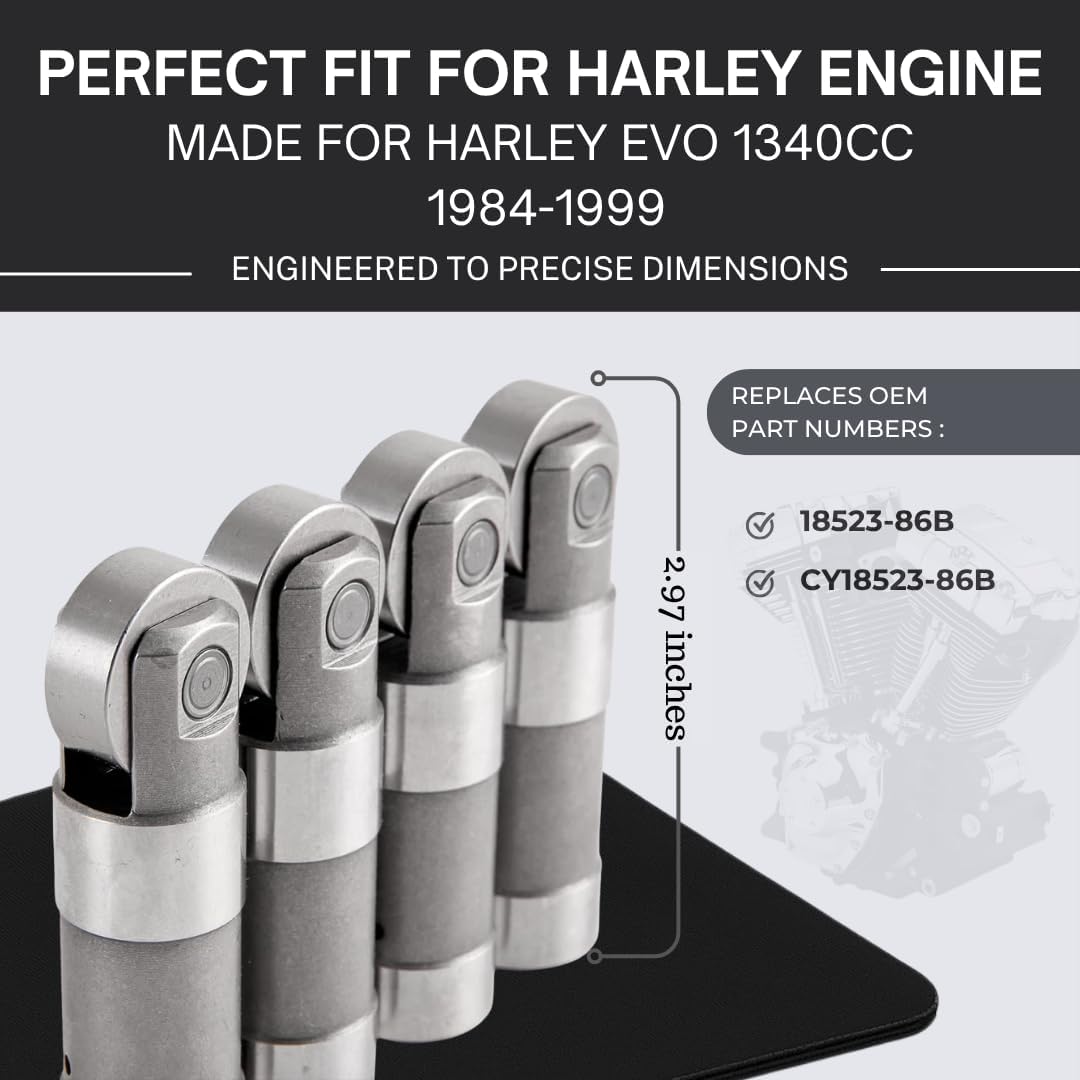 Lifters For Harley Davidson – 4pcs Hydraulic Lifters for Harley Engines 1340cc 1984-1999, Replaces OEM 18523-986B Harley Evo Lifters, Fits Evolution Big Twin, Sportster, Dyna