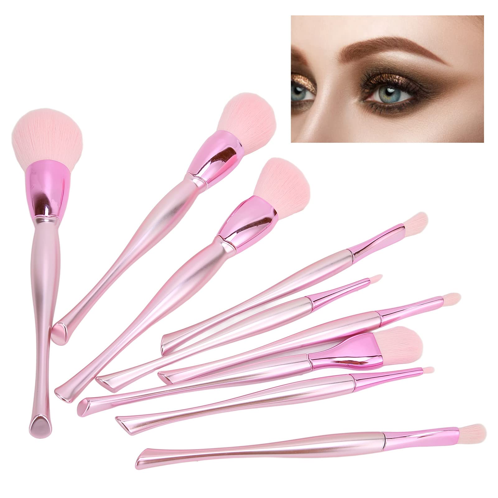 Set di 10 pennelli per trucco, setole morbide, impugnatura comoda, pennello per evidenziatore ombretto in polvere, rosa per uso professionale e trucco quotidiano realizzato in ABS