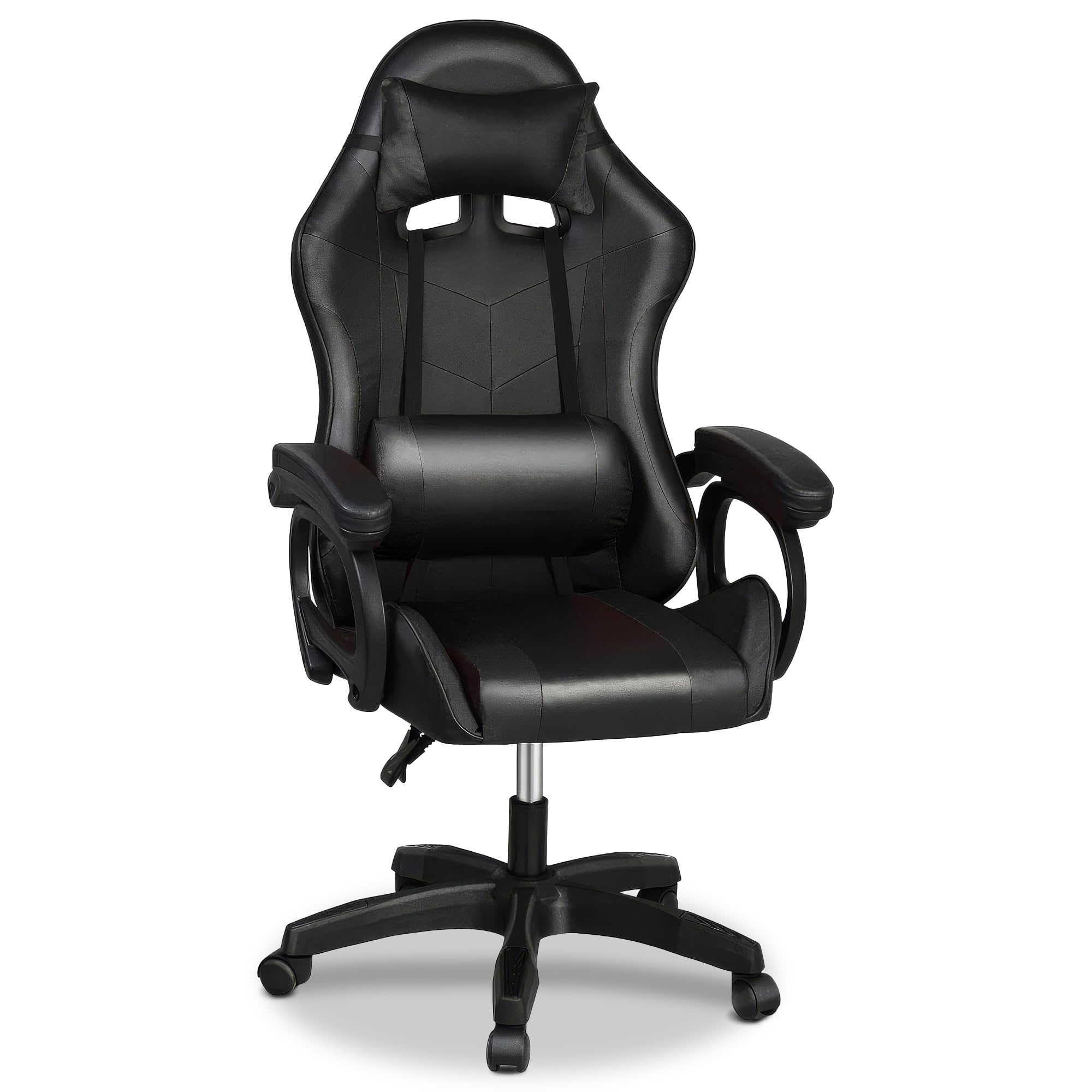 KOVEO Gaming Chair for PC with Lumbar Support and Adjustable Height PC Gaming Chair PU Leather High Back Gaming Accessories for Setup Ergonomic Computer Chair for Gaming (Black)