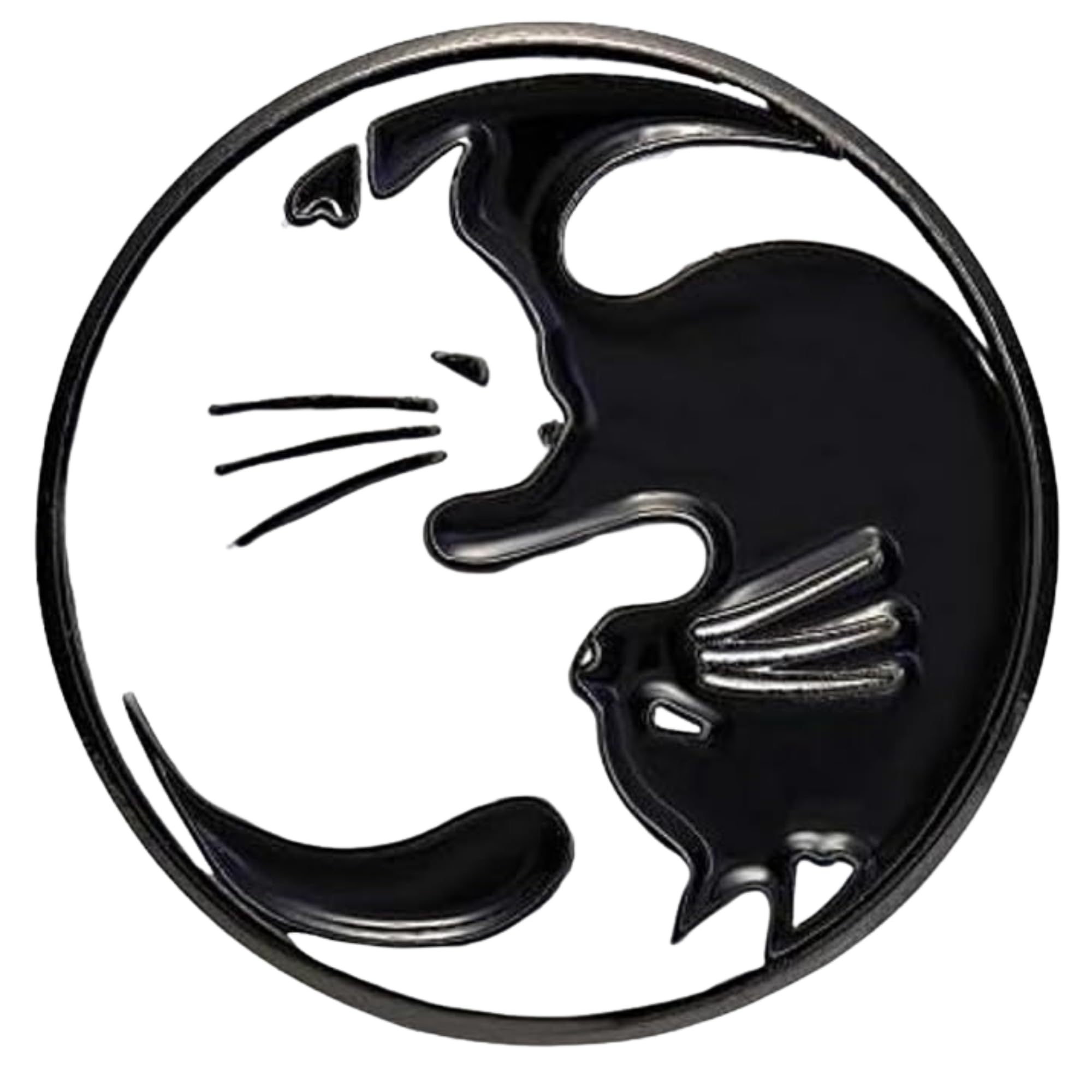 Don Flyee 猫 ピンバッジ 太極図 陰陽モチーフ 白黒デザイン バタフライクラッチ 合金製 ユニークアクセサリー 猫好き ギフト プレゼント C0054