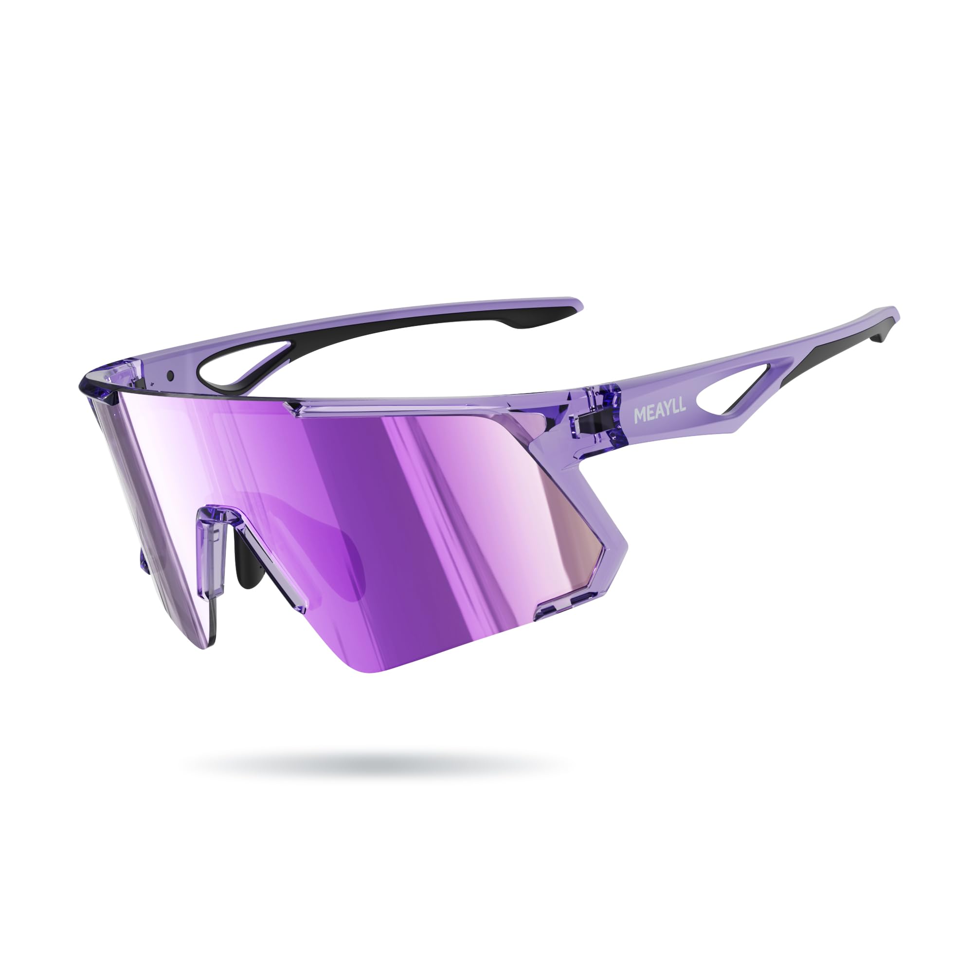 Meayll Fahrradbrille Herren Schnelle Brille Damen | UV400 Sonnenbrille Schutzbrille, TR90 Frame mit Verstellbaren Nasenflügel MTB Sportbrille Laufbrille Sunglasses für Fahrrad Angeln Ebike Laufen