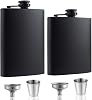 2 Pack Stainless Steel Leakproof Hip Flasks - 8 Oz & 12 Oz with Funnels, Cups & Never-Lose Metal Cap - Perfect for Wedding Party Gifts & Outdoor Activities