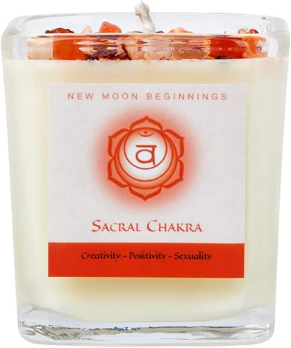 Miniatura 4 de New Moon Beginnings - Vela de chakra sacro por New Moon Beginnings - Velas de chakras - Velas de flores secas, hierbas y cristal - Velas de