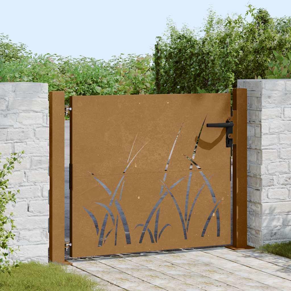Portal Jardín Acero Corten 100x100 cm Diseño Láser Bloqueable