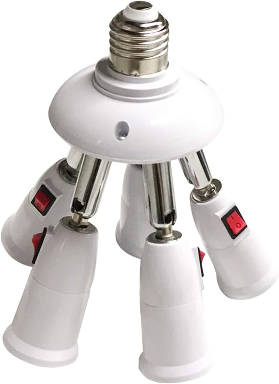 Bulb Base 360 Degree Adjustable Lamp Stand Adapter E27 Base Socket LED Table Lamp Table Lamp Book Lamp Stand With Switch (Base Type : E27, Color : 5IN 1)