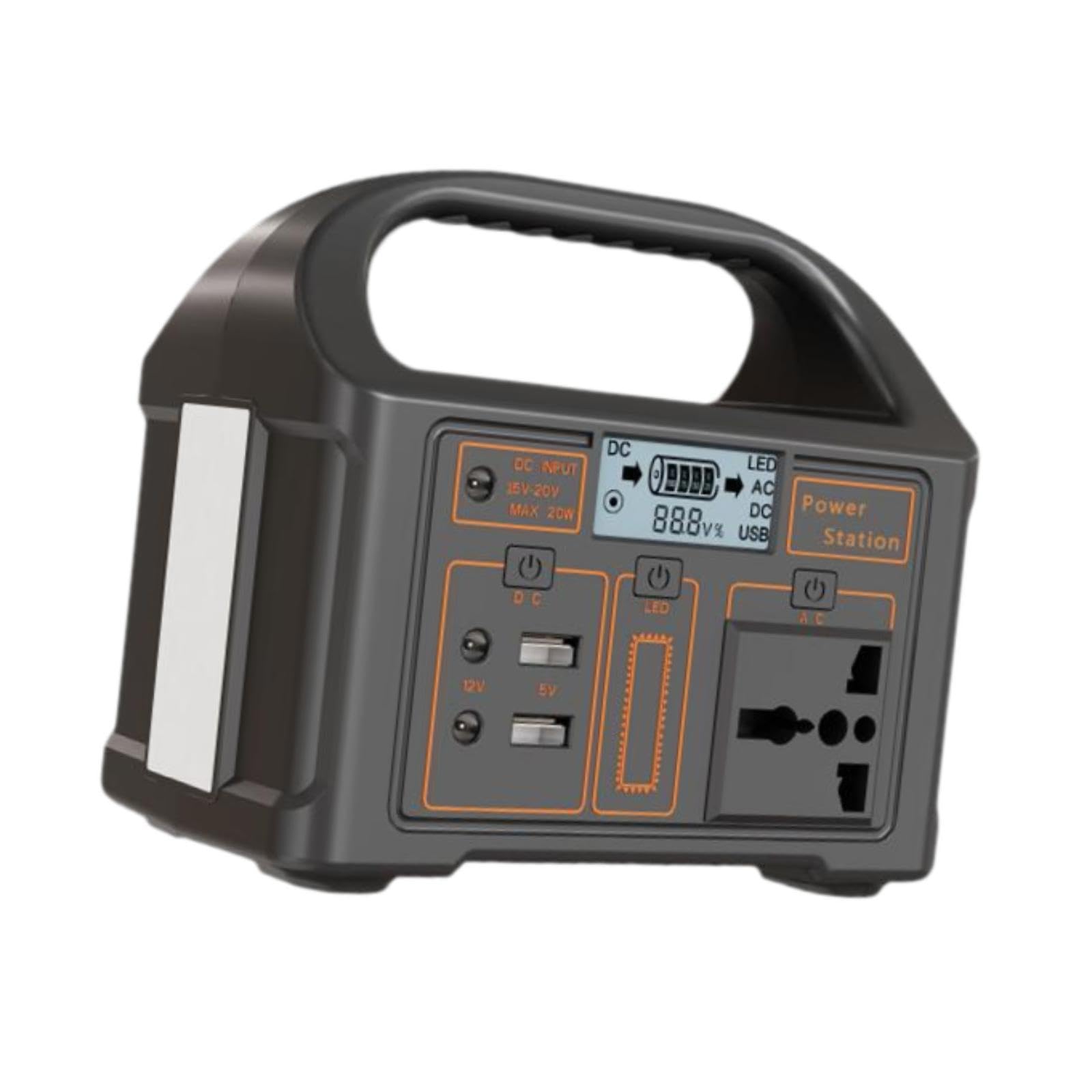 Generatore Power Bank Portatile con Ingresso Fotovoltaico da 18 V 20 W, capacità di 768 Wh E Uscita di 100 W, Portatile con Maniglia.