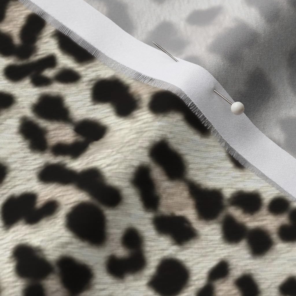 Spoonflower Fabric - Snow Leopard Big Cat Jaguar Animal Cheetah Rockabilly Rock Punk Printed on Organic Cotton Sateen Fabric by The Yard - Sewing Quilting Apparel Home Decor