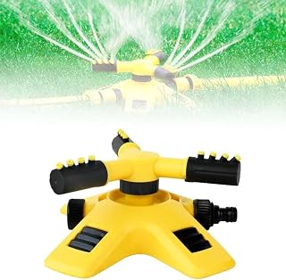 BANTASE Aspersor automático de jardín, Giratorio 360°, 3 Brazos, Verde, plástico ABS, Estilo rotatorio, aspersor for césped(0.75 Inch)