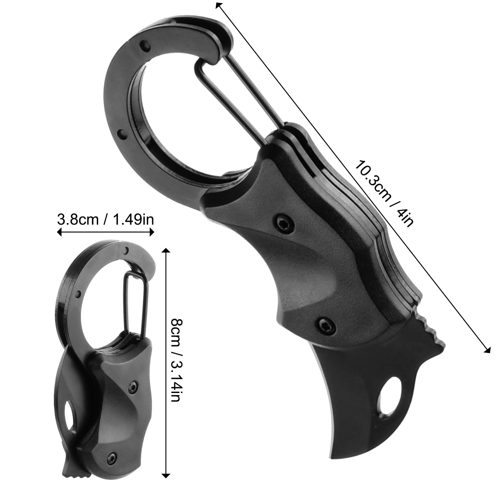 Coltello pieghevole con coltello, 2 pezzi, nero e rosso, EDC con moschettone, acciaio inox 3CR13, mini coltello tascabile portatile, per attività all'aperto, campeggio, casa