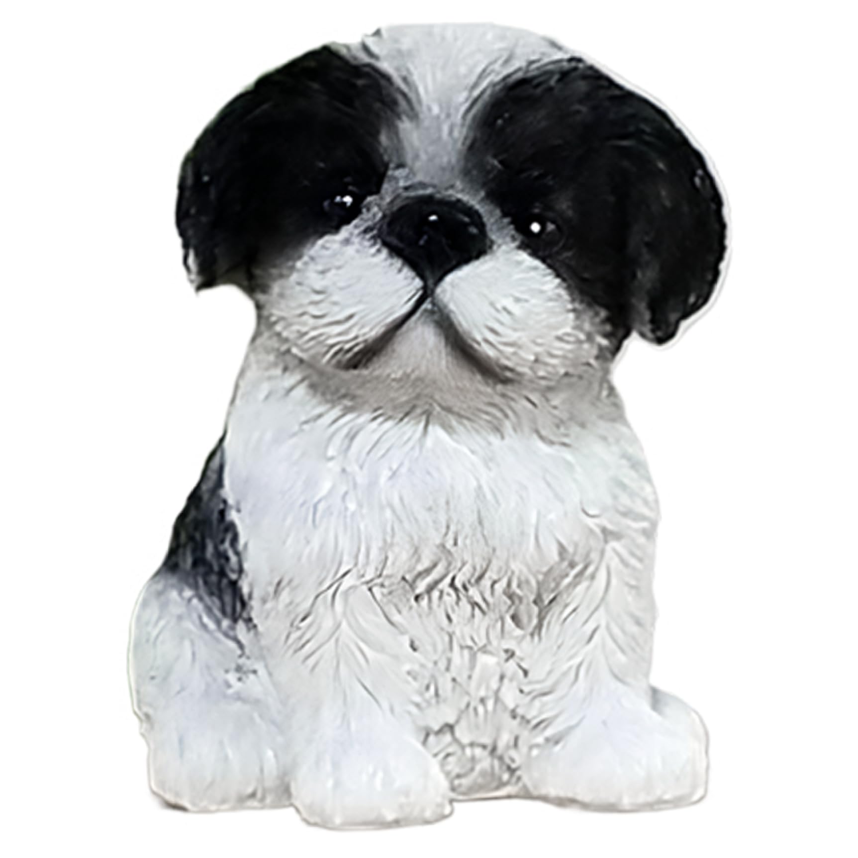 Striegro Dog Statue, Cute Shih Tzu Resin Dog Figurine Realistic for Home Decor, Black and White Puppy Desktop Ornament..