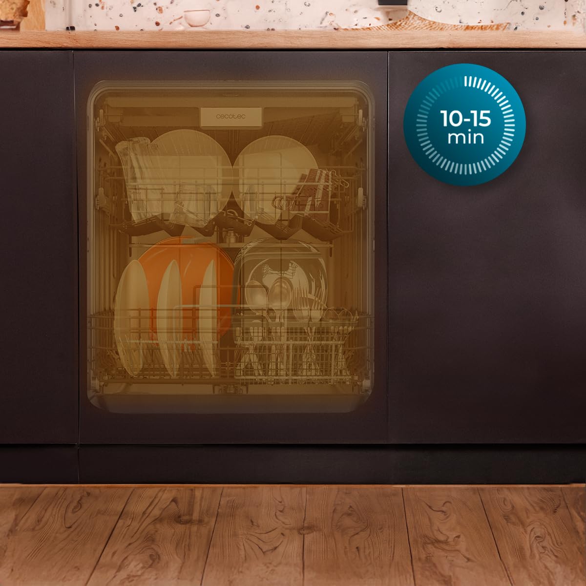 Cecotec Lave-vaisselle Intégrable 60cm Bolero Aguazero 8001 Full BI B. 14 couverts, 8 programmes, Moteur Inverter Plus, 3ème panier, Contrôle tactile, O2 Dry
