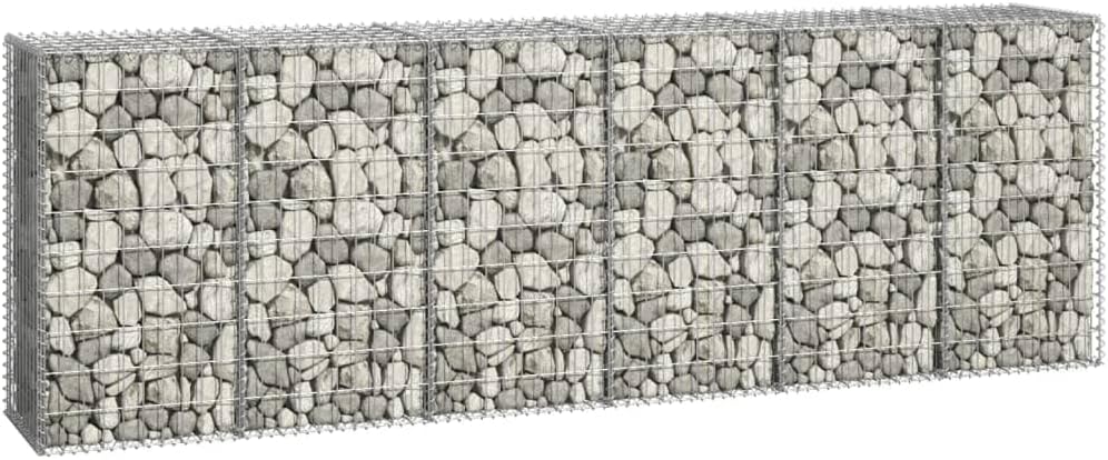 vidaXL Gabion Wall with Covers High Load Capacity Weather-Resistant Rustproof Garden Fence Galvanized Steel Silver 118"x19.7"x39.4"