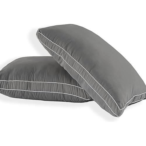 LANE LINEN Standard Pillows for Sleeping - Bed Pillows Set of 2 Luxury Hotel Quality Down Alternative Pillows for Back and Side Sleeper, Soft and Supportive Gusseted Cool Breathable Pillow, 20x26