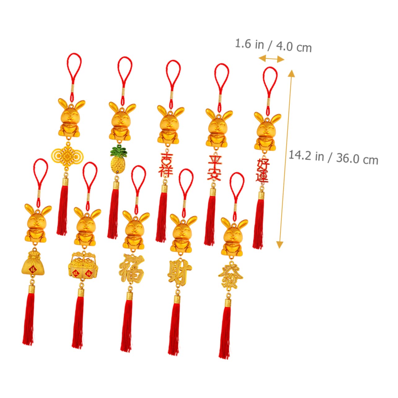 HJMMHX Pendentif Lapin Chinois Suspendu, 33 pièces, Ornement de Festival de Printemps, Style Mixte, Pendentif à nœud, Style d'ornement de Lapin d'année