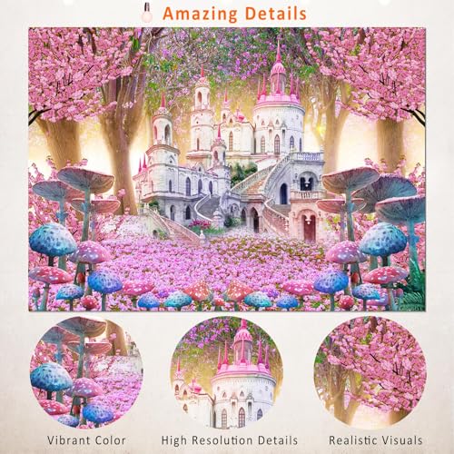 Fondo Fotográfico Castillo Princesa 7x5ft Rosa miniatura 2