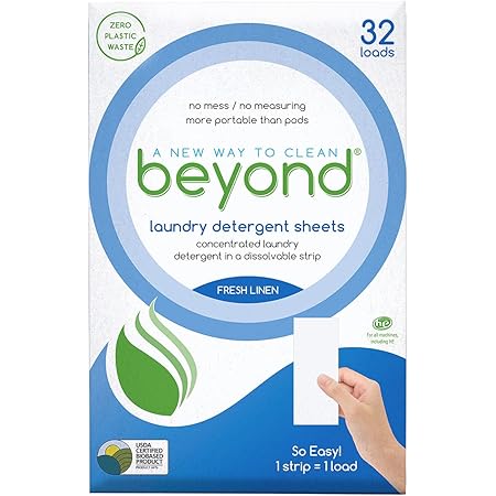 Beyond Concentrated Laundry Detergent Sheets. Zero Plastic Waste (32 Loads) (Fresh Linen)