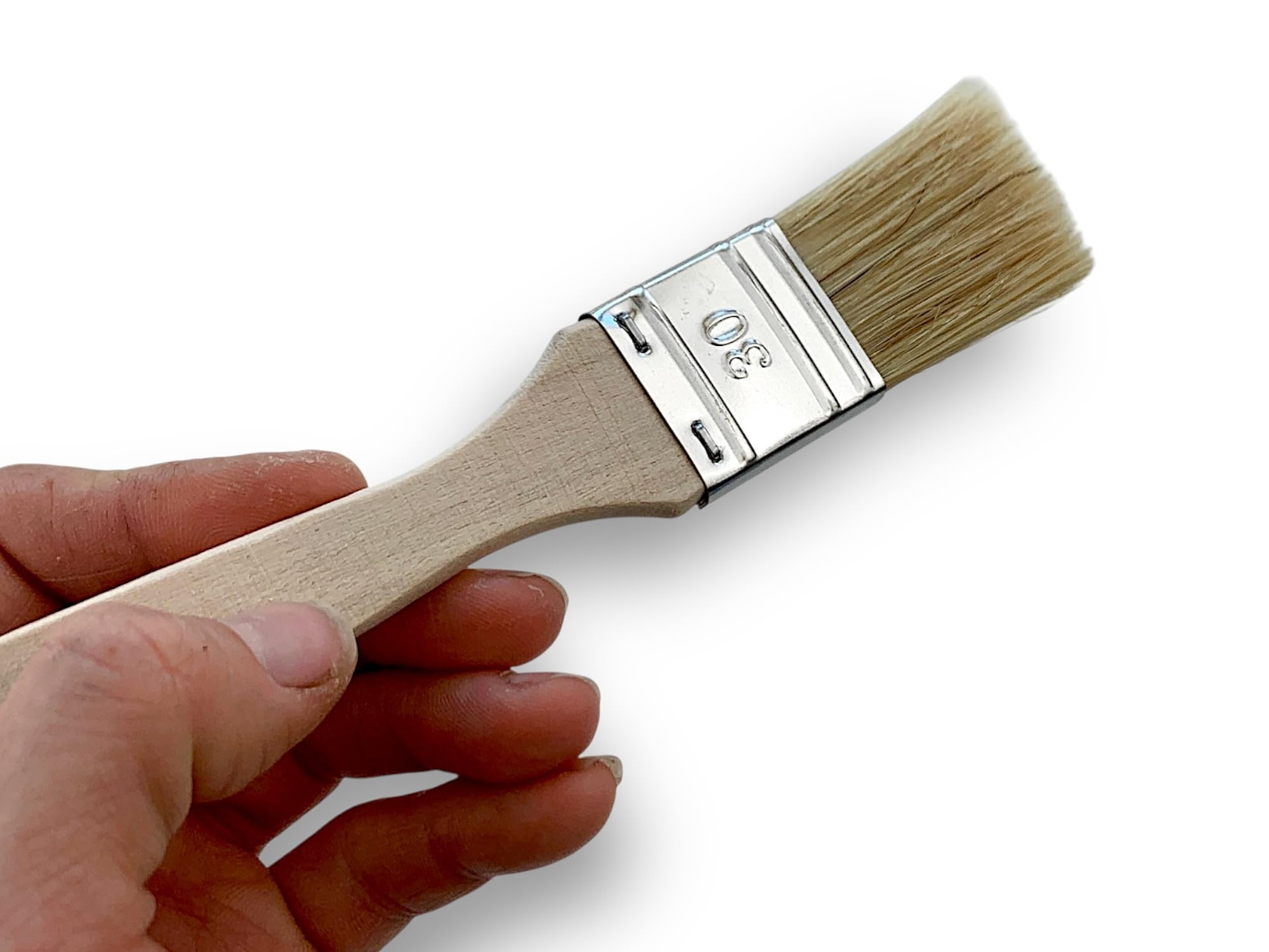 Kibros 24er Set Flachpinsel weiße Naturborsten 30 mm