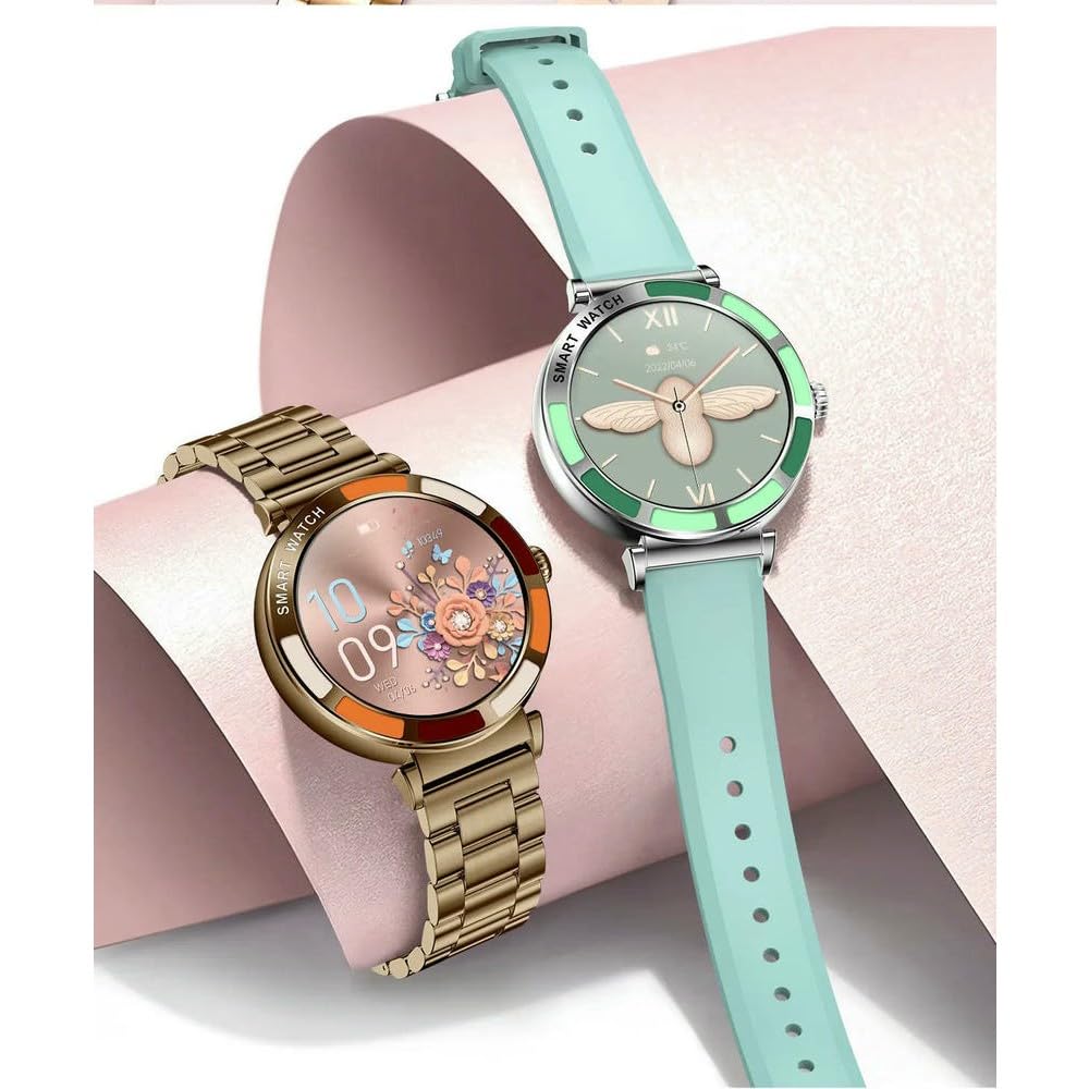 JCVBN Damski luksusowy inteligentny zegarek do ekranu HD, Bluetooth, monitorowanie zdrowia, monitor fitness, damski diamentowy smartwatch