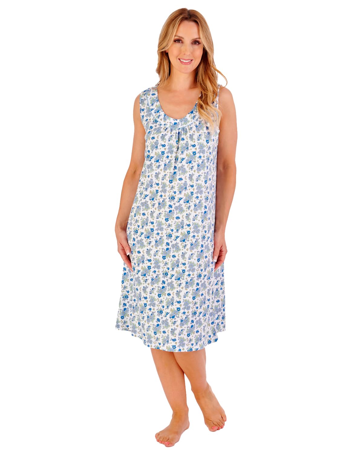 Slenderella Floral Sleeveless Nightie ND05105 Blue 12-14