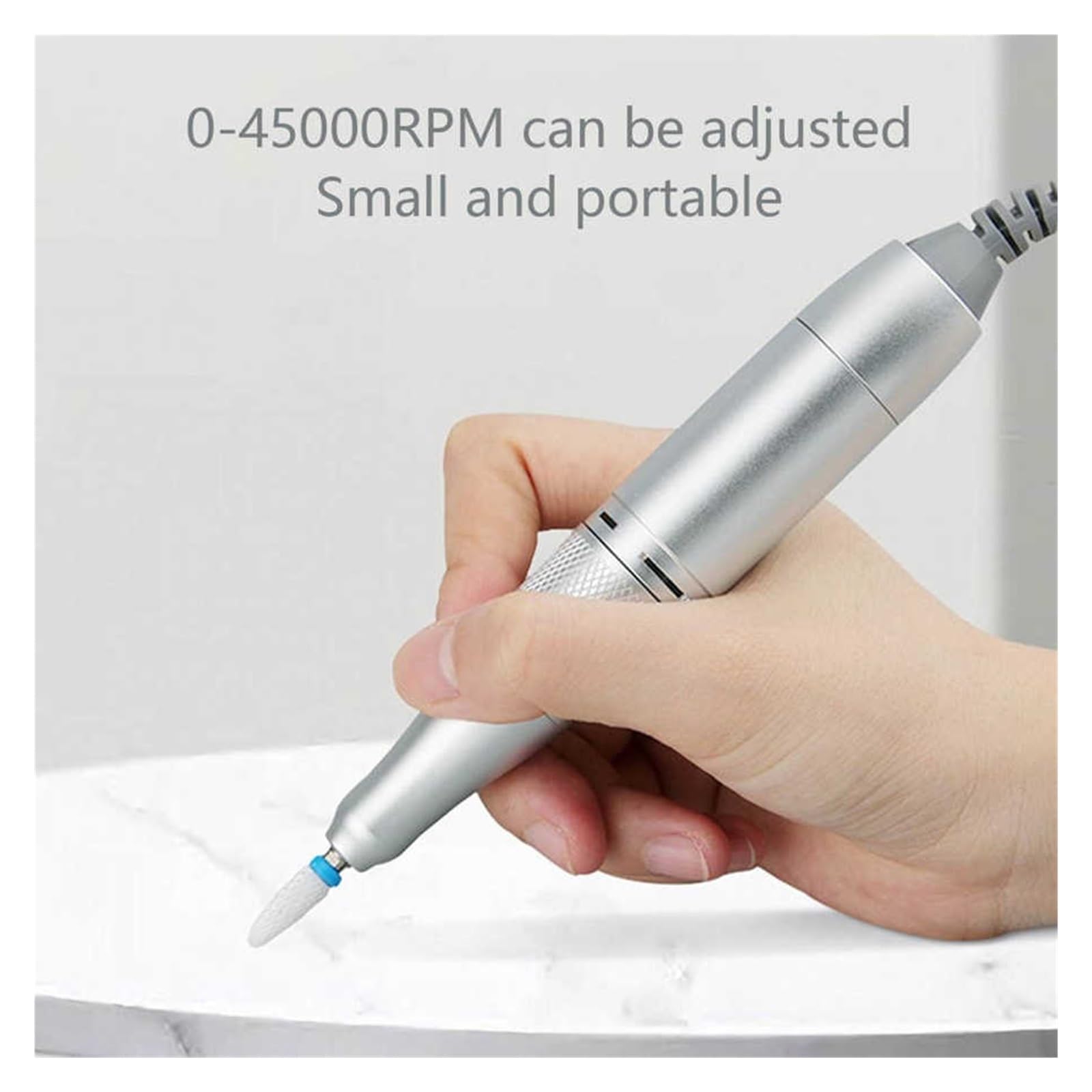 Torno para Uñas, Taladro eléctrico for uñas de 45000RPM con pantalla LCD HD, juego de fresado de manicura recargable, equipo de uñas for salón de uñas