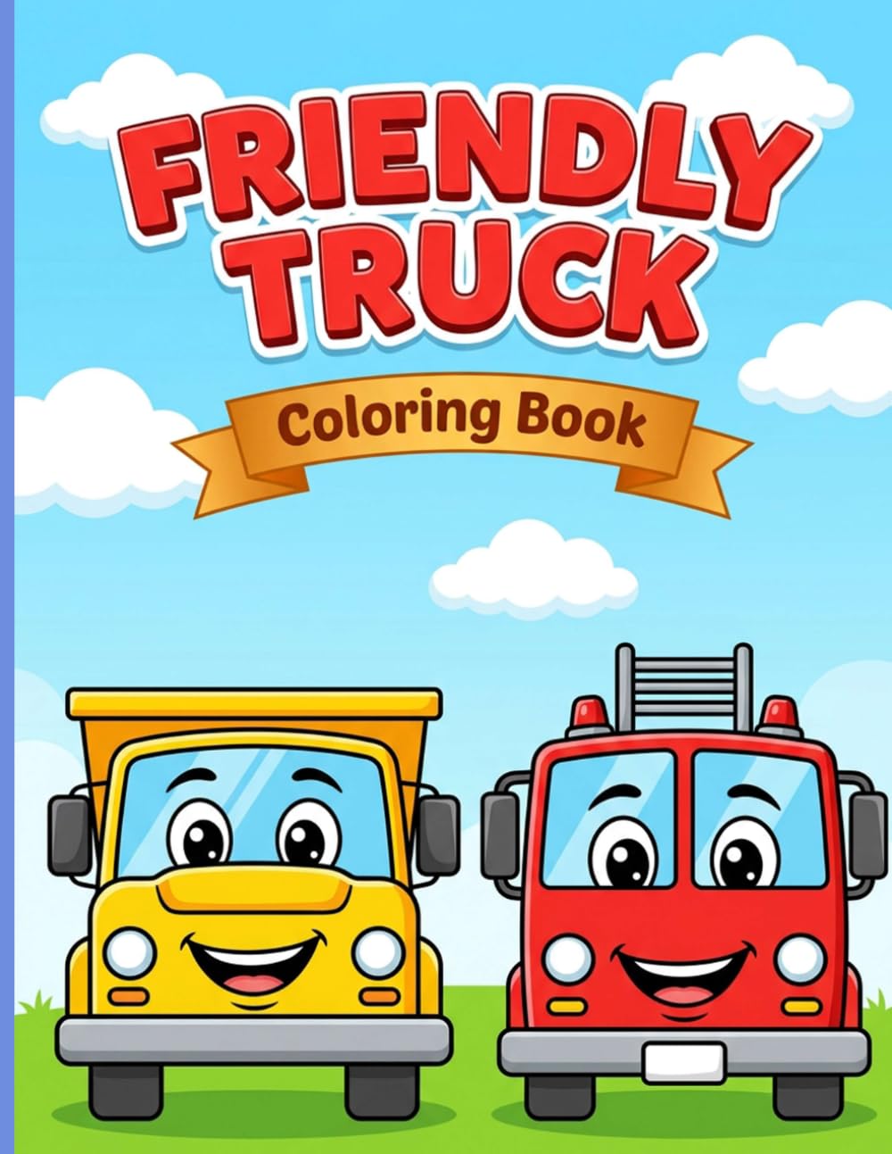 Friendly Truck Coloring Book: Super fun and simple truck coloring pages featuring adorable faces and framed designs for boys toddlers and children ages 4-8.