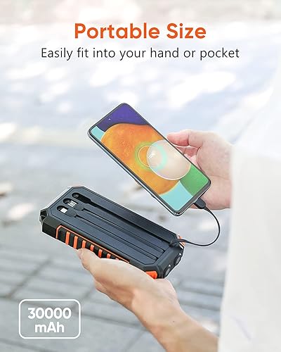 Miniatura 5 de Riapow 26800mAh cargador solar inalámbrico cargador portátil y 27000mAh banco de energía solar con cables