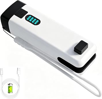 HSLGOVE 3-IN-1 Mini Bag Sealer, Rechargeable Bag Sealer Heat Seal with Cutter, Flash-light and Magnet Mini Bag Resealer Machine for Plastic Bags Snack Bags-SnowWhite