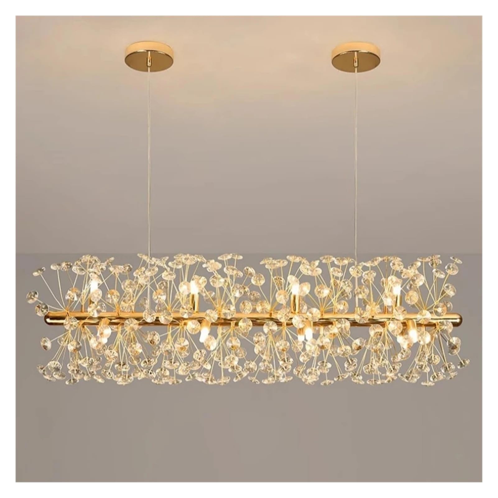 ASerZenith Chandelier, Design Sun Flower Crystal Chandeliers For Living Room Kitchen Island Loft Led Pendant Lighting House Decor Suspension Lamp,Long L80Cm-Cold