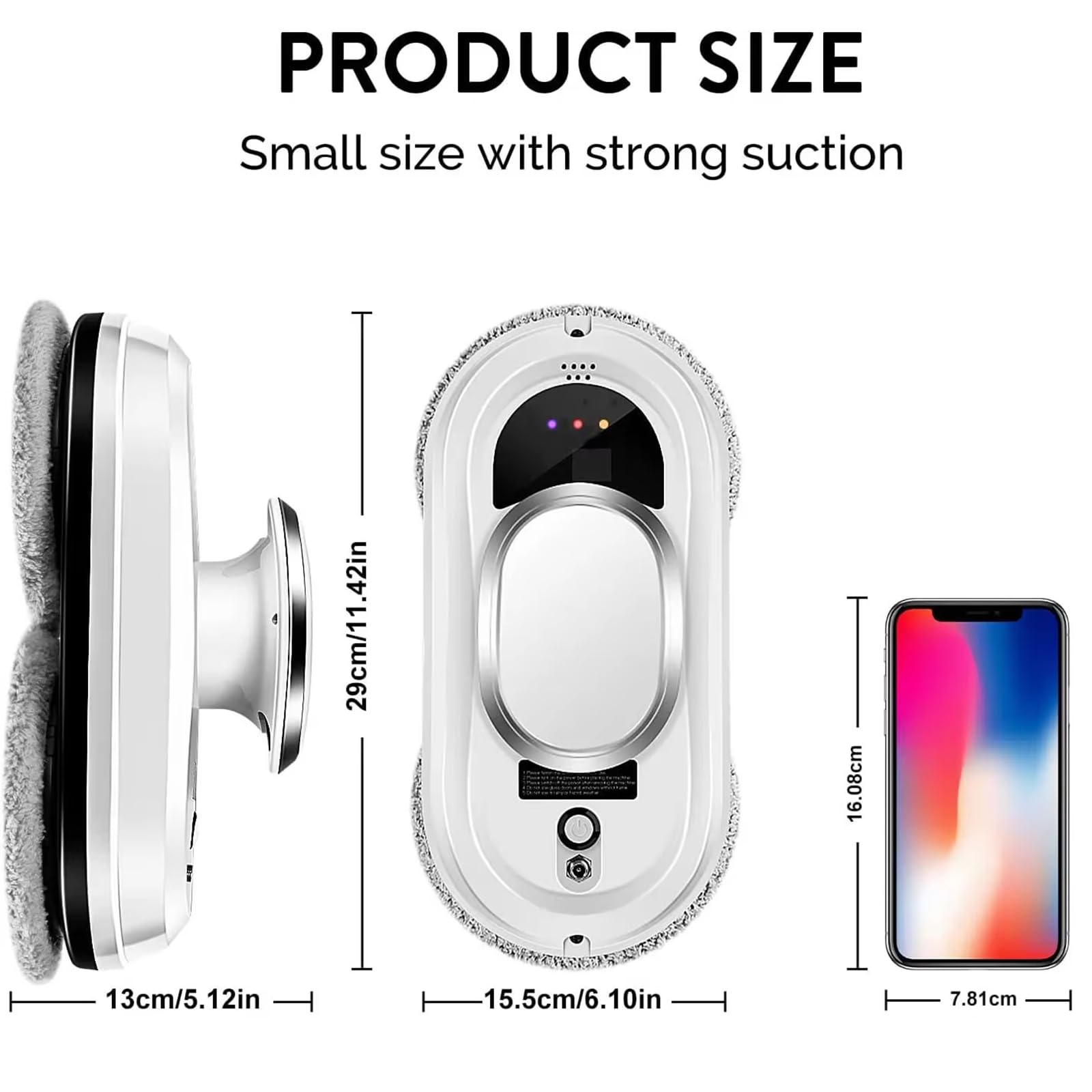 Robot Inteligente limpiacristales: succión de 5600 Pa, Seguro para Cristales y Azulejos, Elimina Polvo, Grasa y Manchas de Agua, para Uso doméstico.