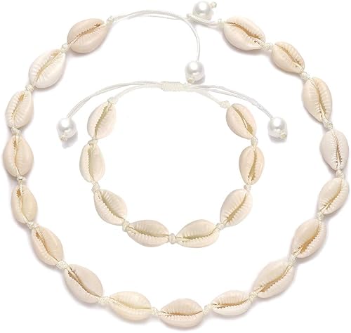 CENAPOG Gargantilla de concha de Cowrie para mujer, collar de concha de Puka, collar de conchas marinas, joyería hawaiana de playa, Concha, concha