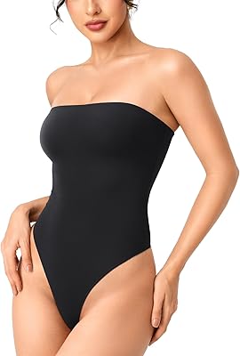 YEOREO Hyperflex Strapless Bodysuit Tube Top Off Shoulder Double Lined Thong Bodycon Slim Fit Summer Sexy Leotard