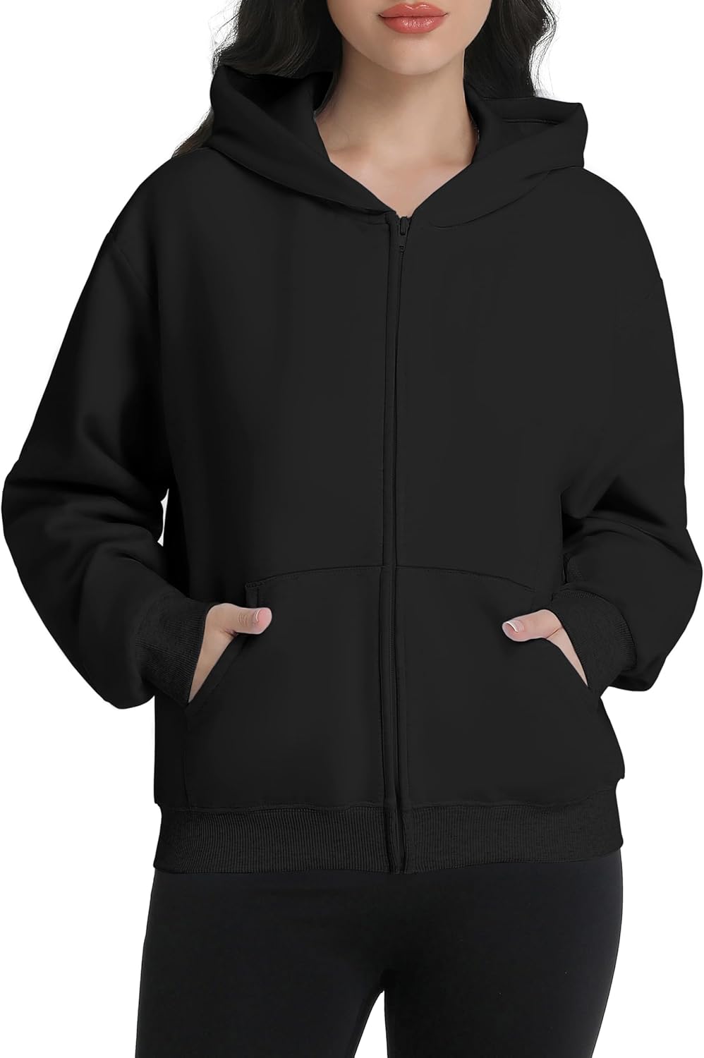 Abonlen Zip Up Hoodies for Women Fleece Jacket with Pockets Casual Sweatshirts Comfy Fall Coats